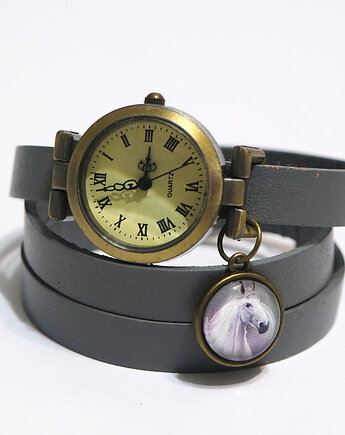 Zegarek - Biały koń - owijany, skóra, yenoo