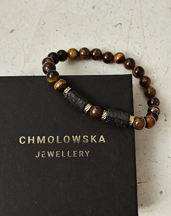 Bransoletka męska Tygrysie Oko i Turmalin, Chmolowska Jewellery