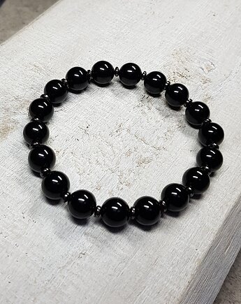 Męska bransoletka mocy czarny onyks, hematyt b13, JanArt