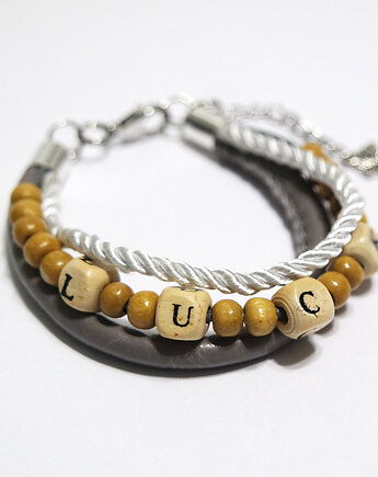 Bransoletka - LUCK koraliki drewniane - rzemienie, yenoo