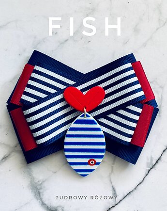 Brosza Pop Art z Rybką Marine New Kolekcja FISH, Pudrowy Różowy