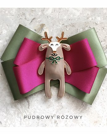 Brosza z jeleniem New Renifer Święta Mikołajki, Pudrowy Różowy