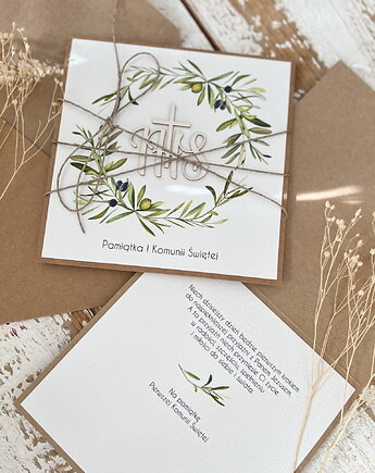 Kartka na komunię - pamiątka komunii ręcznie robiona IHS, sorte