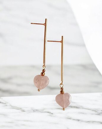 Kolczyki serduszka KWARC TRUSKAWKOWY : długie: wyjątkowy prezent, kaktusia