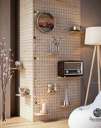 Półka panelowa ścienna typu pegboard., lobster design