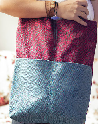 Bordowo-niebieska duża damska torba na ramię, raspberi