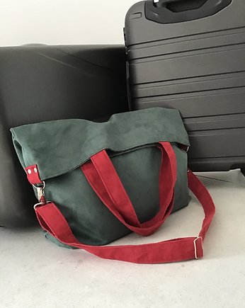 Torba na ramię XXL - zieleń, bordo, PRACOWNIA 166