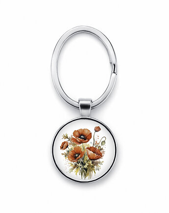 Brelok z makami - kwiatowy motyw, ręcznie robiony, laluv