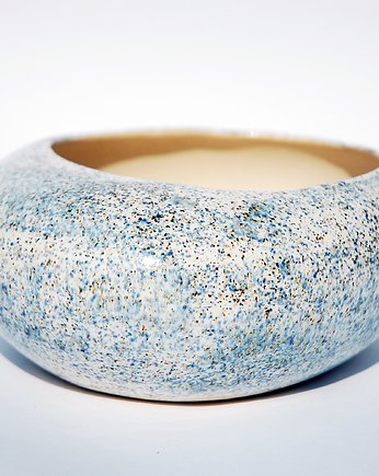 Doniczka Kamień biała, nakrapiana, Ceramiczności