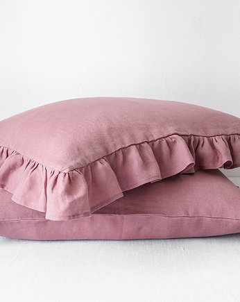 Lniana Poszewka Z Falbanką DUSTY PINK, so linen!