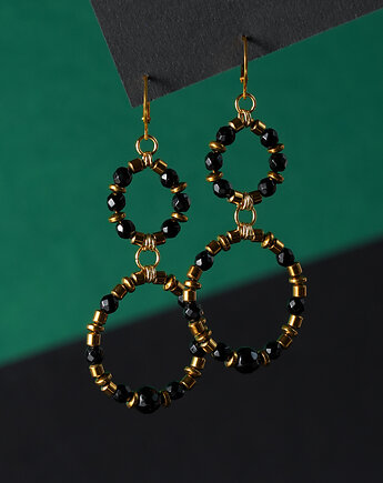 Eleganckie czarno-złote kolczyki wieczorowe, AT NOON