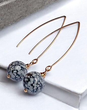 Obsydian śnieżny : kolczyki bardzo długie, kaktusia