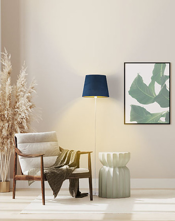 Minimalistyczna lampa stojąca do salonu z abażurem PALERMO VELUR, LYSNE