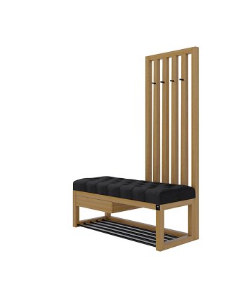 Ławka Szafka Pufa Pikowane Siedzisko Czarny Wieszak LPP-125, EMRA WOOD DESIGN