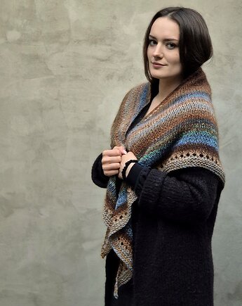 Turkus w karmelu / chustka z Noro, agat handmade