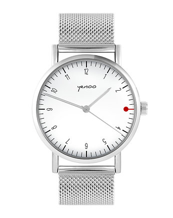 Zegarek - Simple biały - bransoleta mesh, yenoo