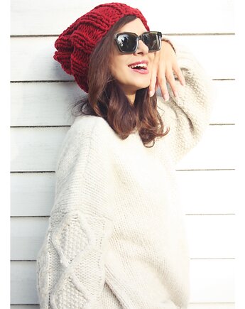 Czapka handmade beanie z wełną merino bulky, Mademoiselle Patrini