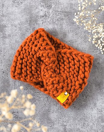 WOOLY ruda opaska z wełny i alpaki, sploteka