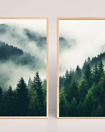 DWA PLAKATY natura zdjecie leśny krajobraz zielona galeria ścienna, black dot studio