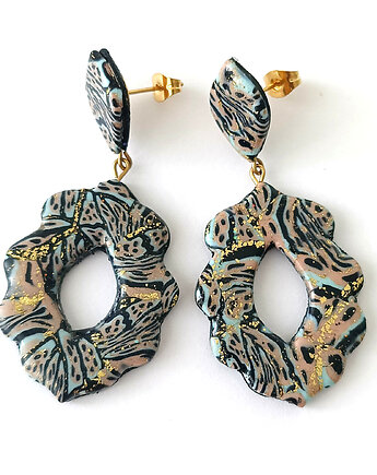 Eleganckie Wiszące Kolczyki ze Złotym Akcentem, OMIFIMO