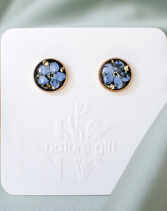 Kolczyki sztyfty z niezapominajkami, nature gift