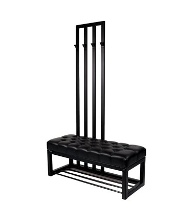 Ławka Metalowa Pikowana Czarny Ekoskóra z Wieszakiem LPM-165, EMRA WOOD DESIGN