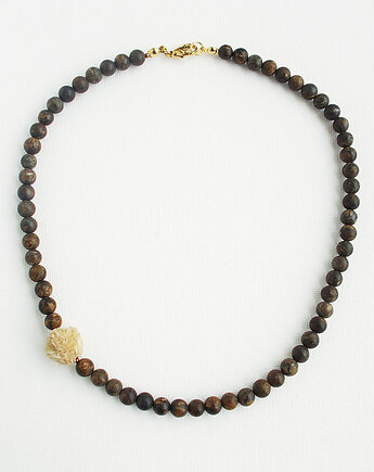 Róża pustyni i bronzyt Naszyjnik z detalem, galeria nuit