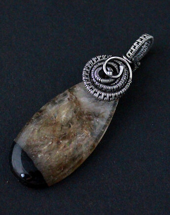 Cylia - wisiorek z agatem i oksydowanym srebrem, wire wrapping, Anna Mroczek
