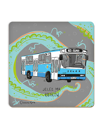 Podkładka pod kubek Kraków Autobus Jelcz M11, Gliniana Kura