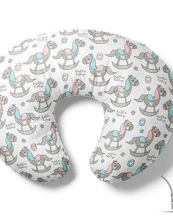Poduszka rogal do karmienia Szare konie bujane, Baby Love Decor