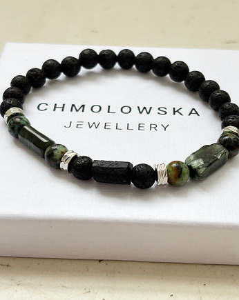 Bransoletka Męska Unikatowa Serafnit i Turmalin, Chmolowska Jewellery