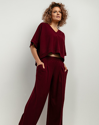 Bluza kimono z dekoltem V, T416, bordo, TESSITA