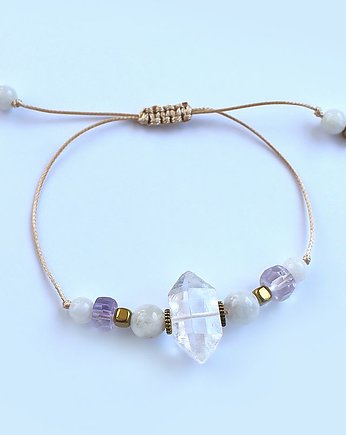 Równowaga przeciwieństw - diament herkimer, kamień księżycowy, ametryn, KEIT