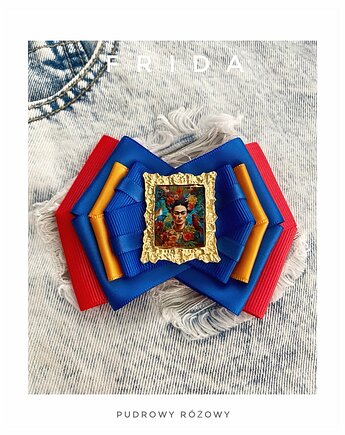 Nowa Kolekcja  Brosz FRIDA  z miniaturowym obrazem, Pudrowy Różowy