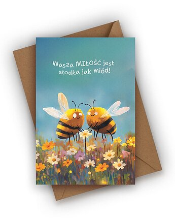 Kartka ślubna- Wasza miłość jest słodka jak miód!, Czarna Owca Karteczki