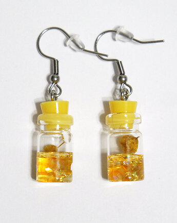 Kolczyki fiolki - żywica, żółte, yenoo