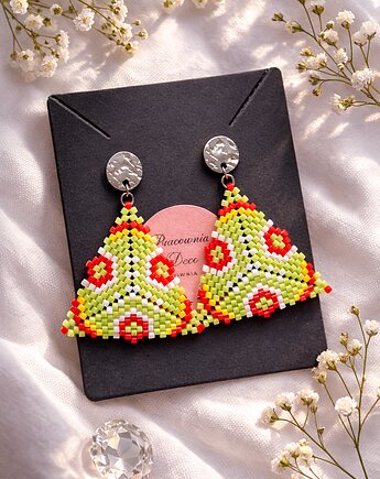 Kolczyki z koralików geometryczne, Pracownia Deco