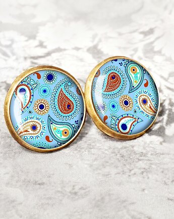 NIEBIAŃSKI ORIENT - unikatowe kolczyki na sztyfcie, Chodelska Art Studio