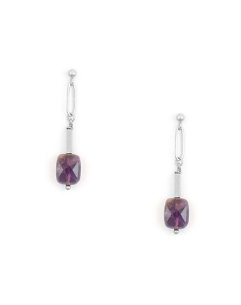 Kolczyki sztyfty z Ametystem Srebrna stal szlachetna, Kulka Bransoletki