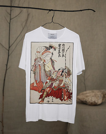 Katsukawa Shuntei no.54 white T-shirt Men, SELVA