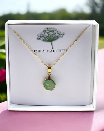 Naszyjnik Heksagon z Kwiatami Dzikiej Marchwi  "Veronese", Lovely Jewellery