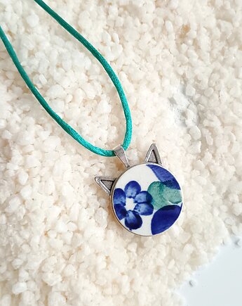 Naszyjnik Włocławek kot, biżuteria z talerzy