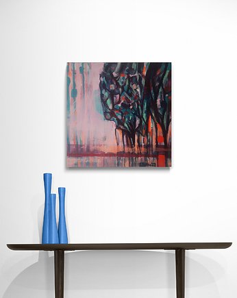 Obraz ręcznie malowany na płótnie 29x29 cm - abstrakcyjny pejzaż, Kasia Kulicka