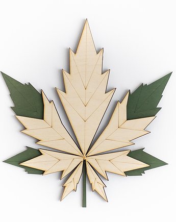 Marihuana liść drewniany - nowoczesna dekoracja ścienna 3d, ozdoba, Printerior