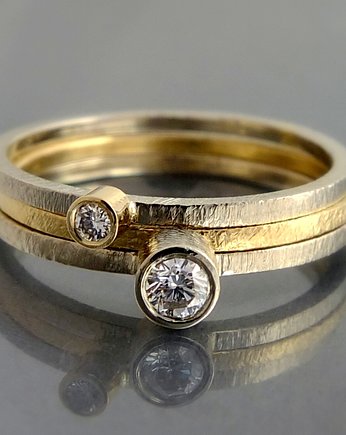 Komplet złotych pierścionków z brylantami, BIZOE