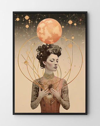 Plakat astrologia kolaż kobieta planety, HOG STUDIO