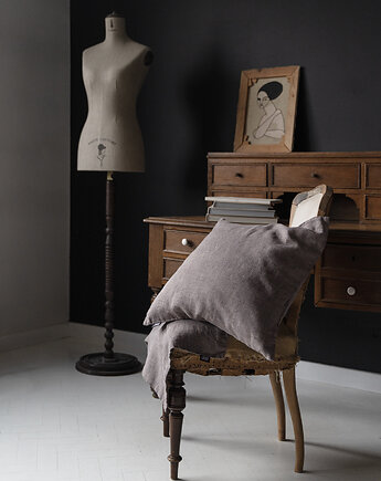 Poduszka z Miękkiego  Lnu Stonewashed - Taupe, LUMIO