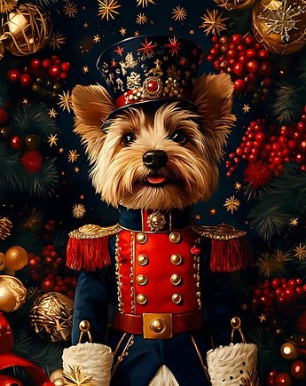Poduszka ozdobna na Boże Narodzenie z yorkiem, MOJAMAJA