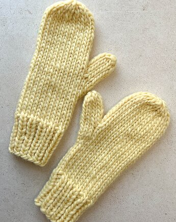 Zimowe  rękawiczki z wełny peruwiańskiej  Buran jasno żółte, Made by Jaga