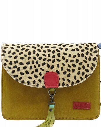 Torebka klasyczna damska zamszowa odpinany chwost brelok OLIVKA, Olivka Warsaw